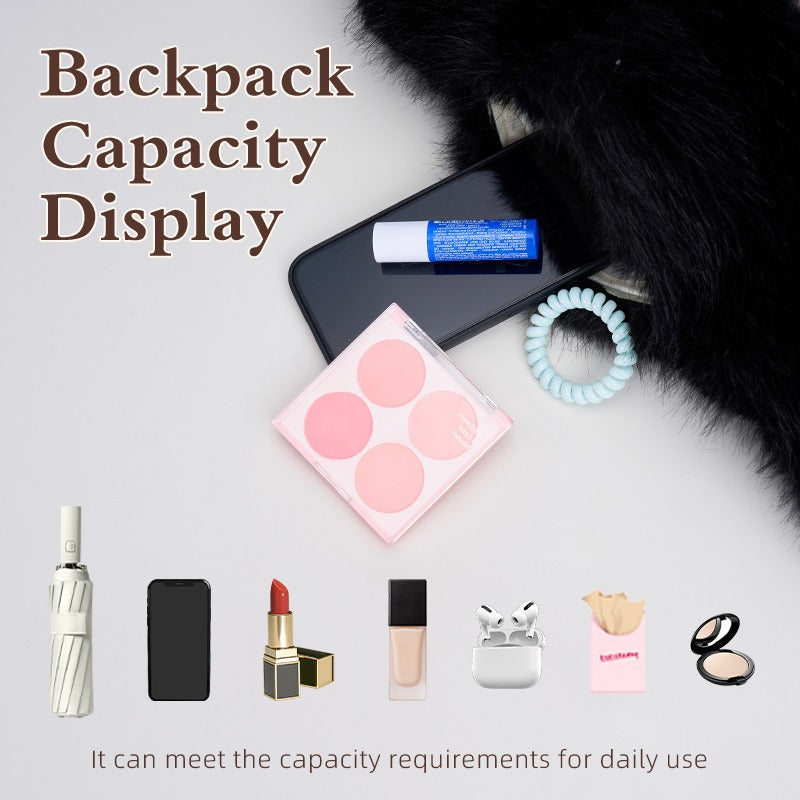 Border Collie plush backpack capacity display with daily essentials