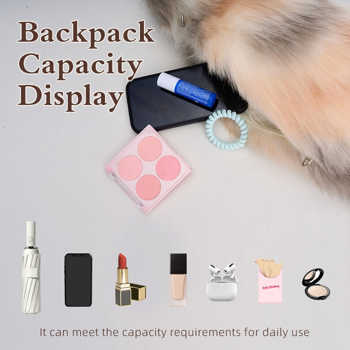 Poseable Two-Tone Ragdoll Cat plush backpack capacity display with daily essentials