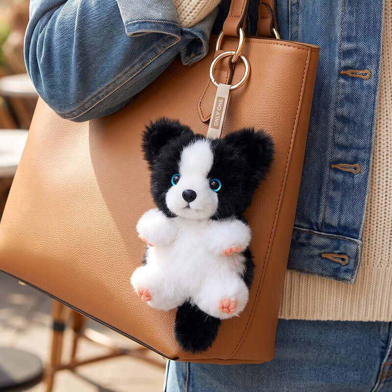 Mini Seated Border Collie Bag Charm
