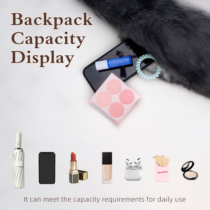 Husky plush backpack capacity display with daily essentials
