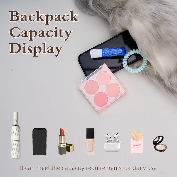 Schnauzer plush backpack capacity display with daily essentials